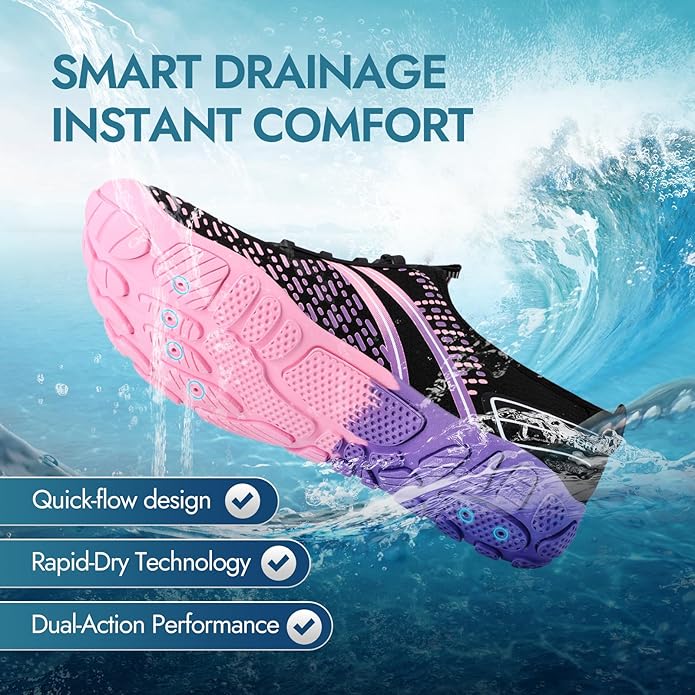 ATHMILE Hiking Barefoot Water Shoes for Women Men Beach Swim Aqua Pool River Quick Dry Athletic Wide Toe Outdoor Sport Kayaking Boating Rock Climbing Yoga Lake