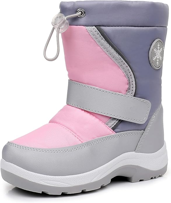 Blikcon Kids Boys Girls Snow Boots Water-resistant Winter Boots - Warm Plush Faux Fur Lined, Side Zipper & Non-Slip Sole (Toddler/Little Kid)