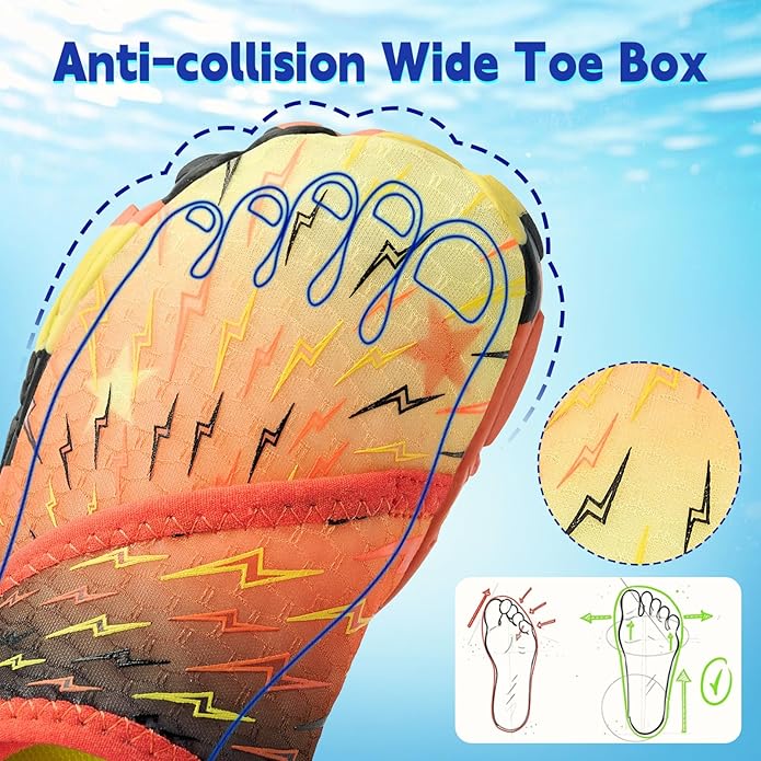 Kids Water Shoes Boys Girls - Wide Toe Box Quick Dry Barefoot Shoes Breathable Non Slip Aqua Athletic Sneakers for Swim Beach Pool Kayak Hiking Sand Walking Travel Essentials (Little Kid/Big Kid)