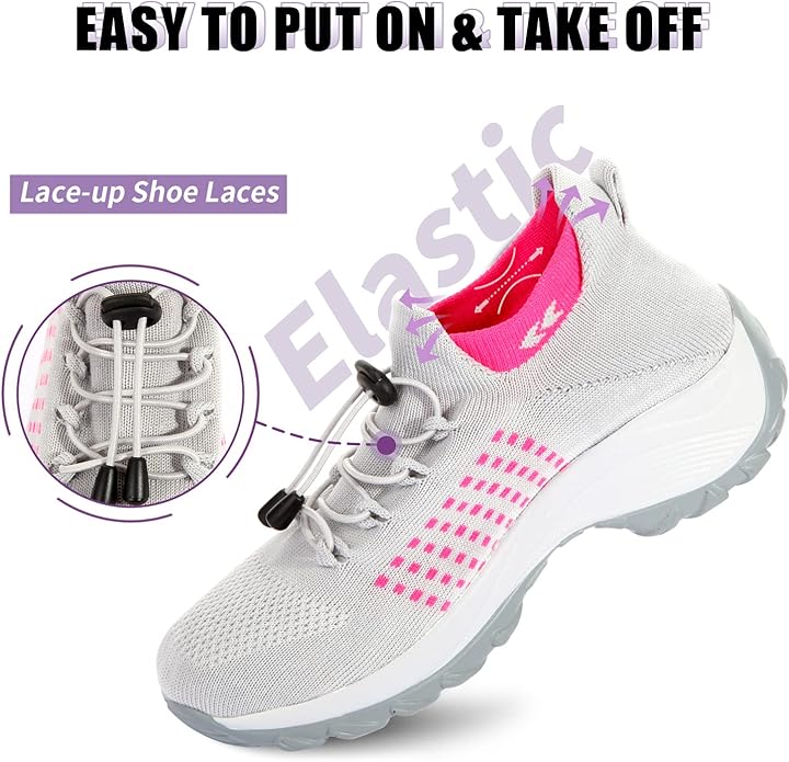 STUNAHOME Orthopedic Sneakers Breathable Women Walking Shoes Slip on Trainers Women's Comfortable Casual Ladies Athletic Shoe Thick Bottom