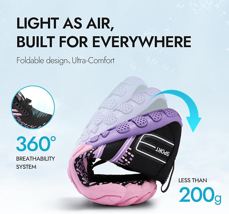 ATHMILE Hiking Barefoot Water Shoes for Women Men Beach Swim Aqua Pool River Quick Dry Athletic Wide Toe Outdoor Sport Kayaking Boating Rock Climbing Yoga Lake