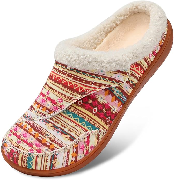 LeIsfIt Womens Wide Slippers Adjustable Diabetic Slippers Warm Cozy Slip on House Slipper Non-slip Memory Foam Winter House Shoes Indoor Outdoor