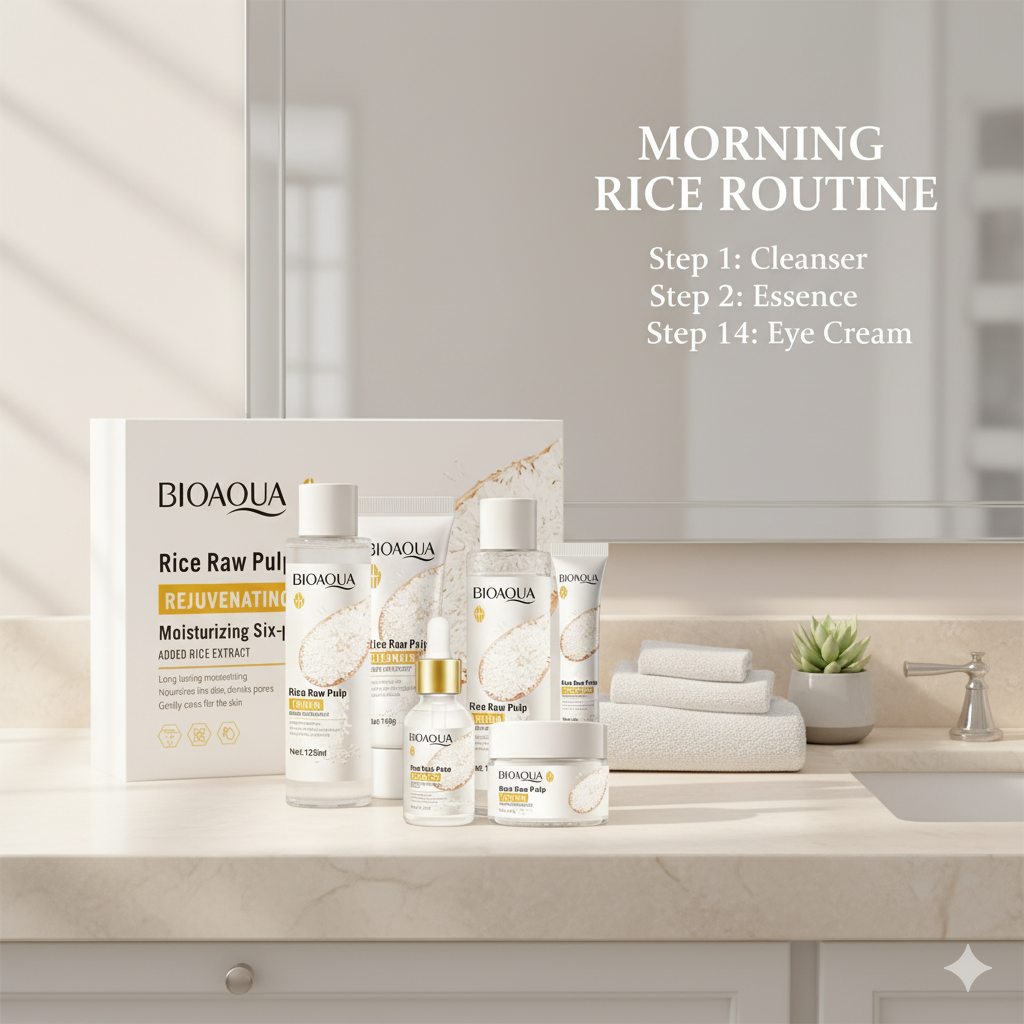 BIOAQUA Rice Raw Pulp Rejuvenating Six-Piece Skincare Set