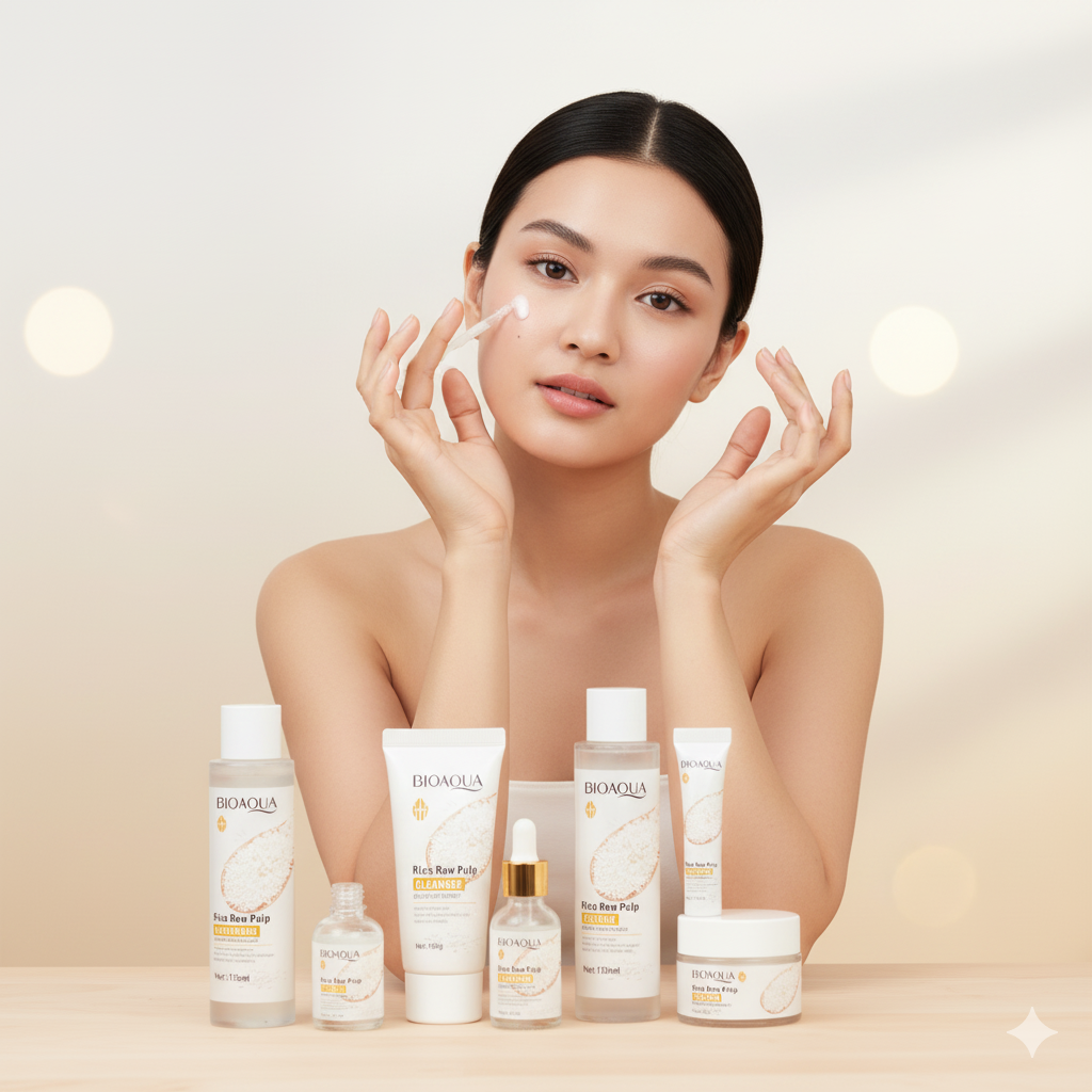 BIOAQUA Rice Raw Pulp Rejuvenating Six-Piece Skincare Set