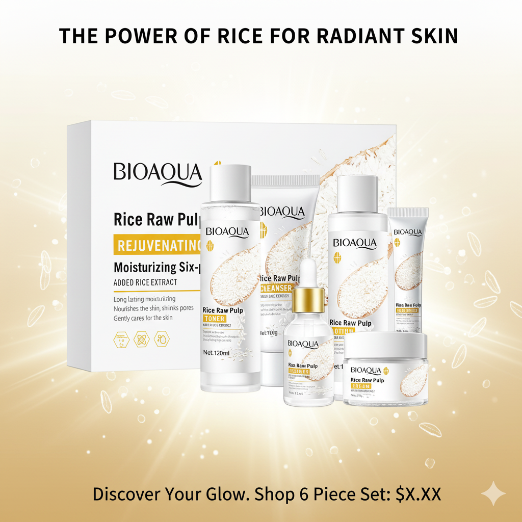 BIOAQUA Rice Raw Pulp Rejuvenating Six-Piece Skincare Set