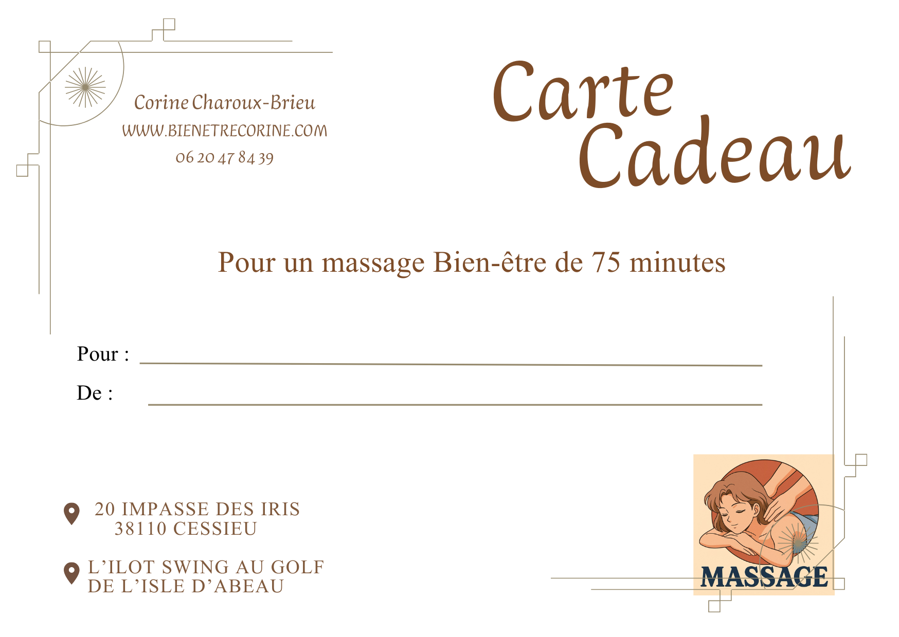 Carte Cadeau Massage 75 minutes