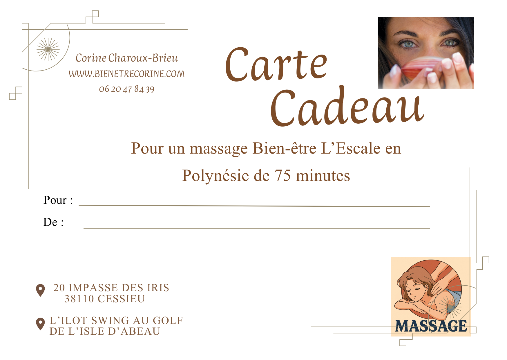 Carte cadeau massage L'Escale en Polynésie de 75 minutes