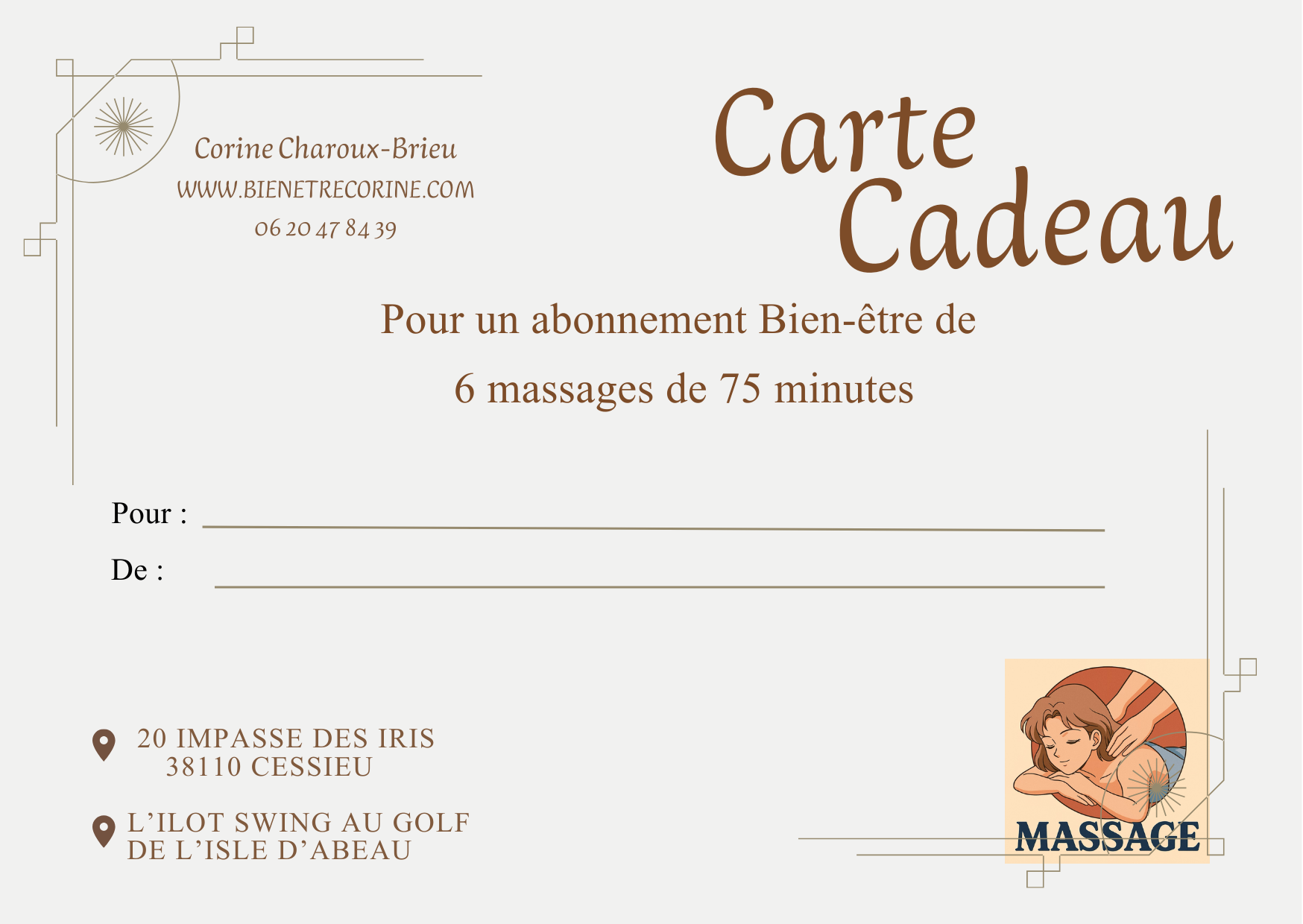 Carte Cadeau 6 massages de 75 minutes
