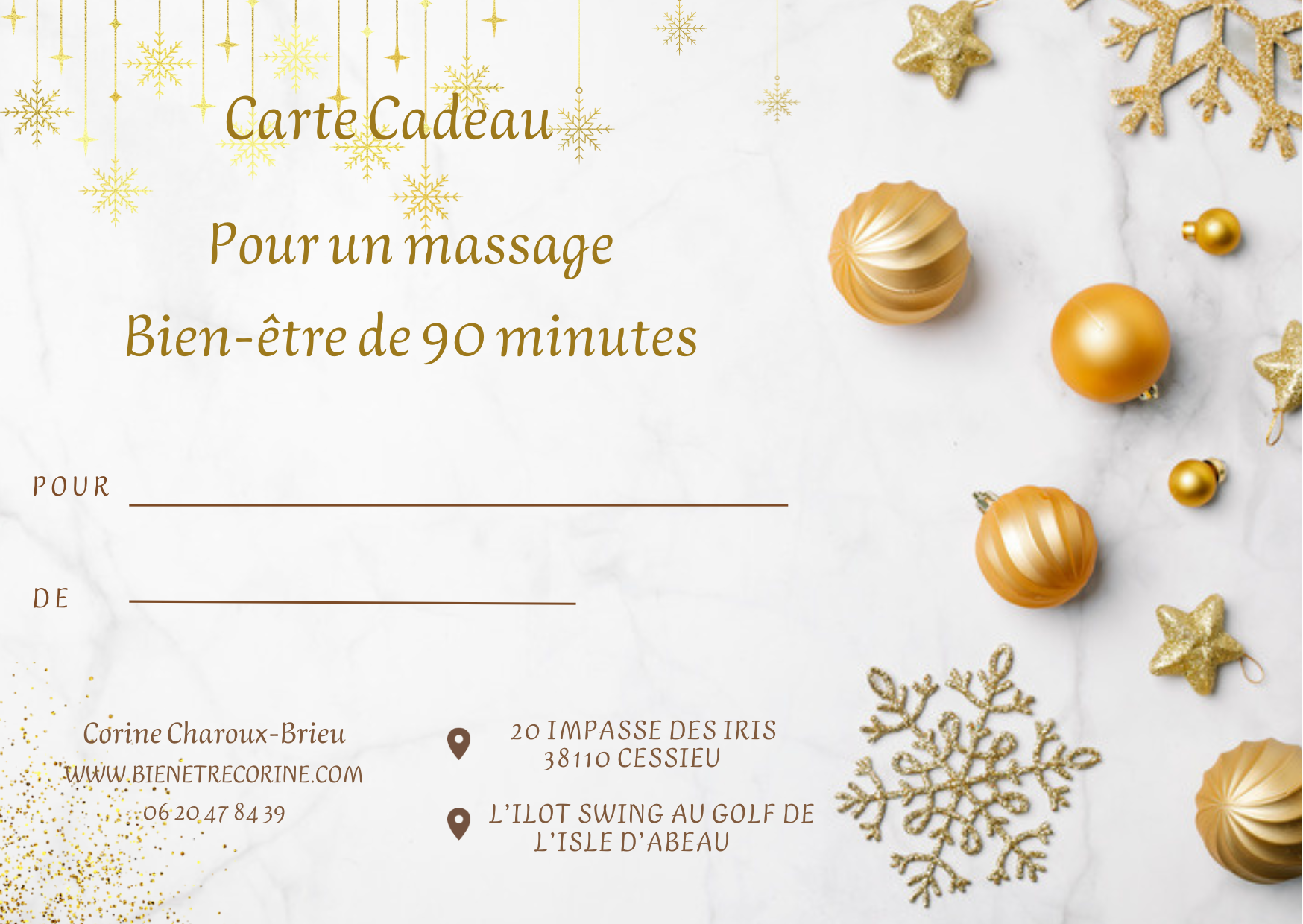 Carte cadeau pour massage bien-être de 90 minutes