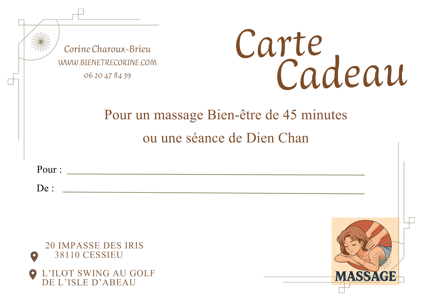 Carte Cadeau Massage 45 minutes