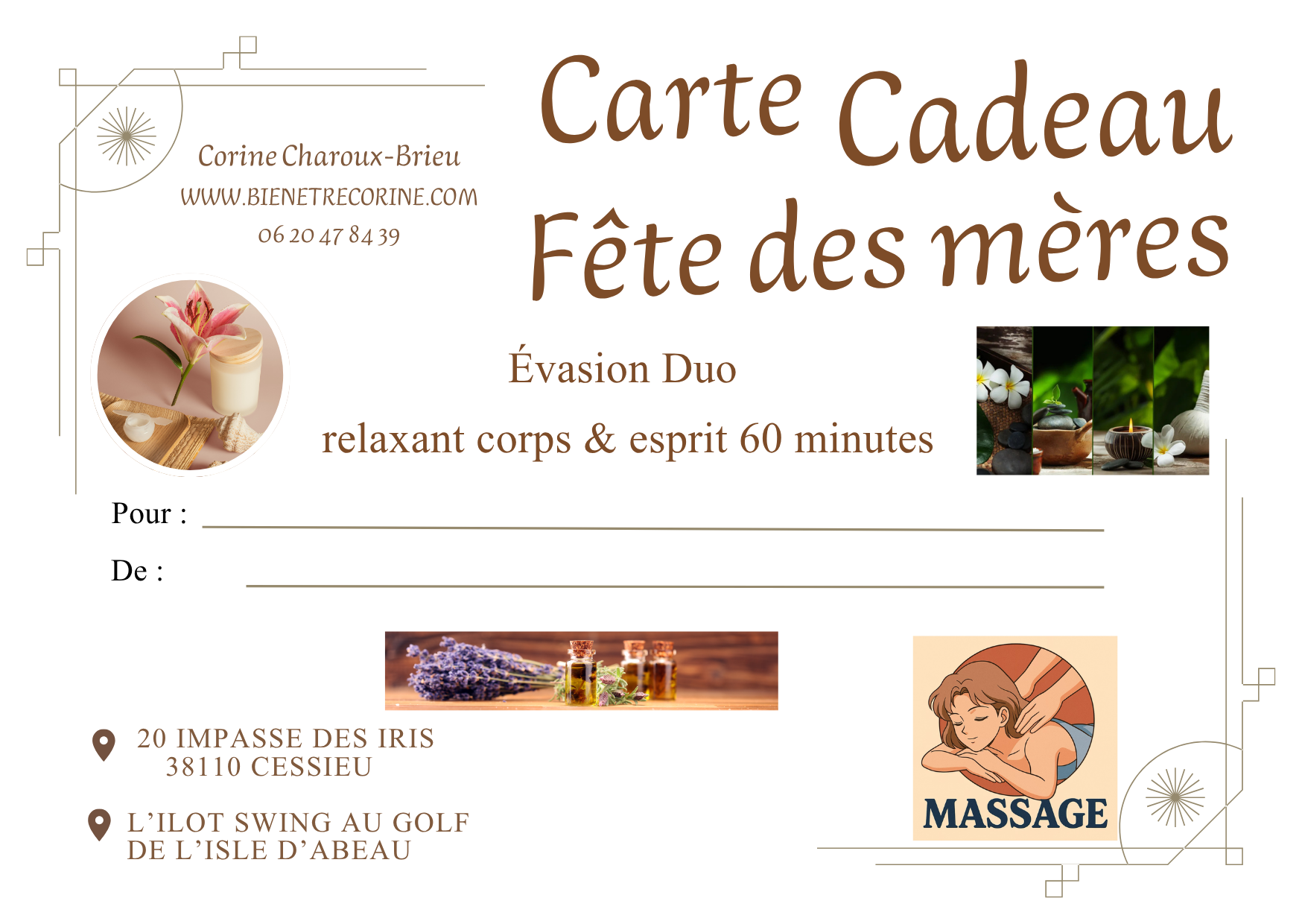 Carte Cadeau Massage duo 60 minutes