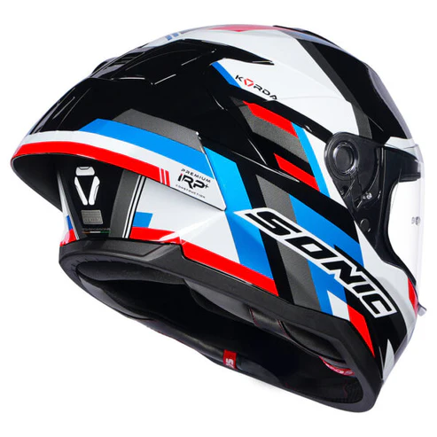 KORDA SONIC GP MOZE GLOSS BLUE RED WP HELMET (Dual visor)