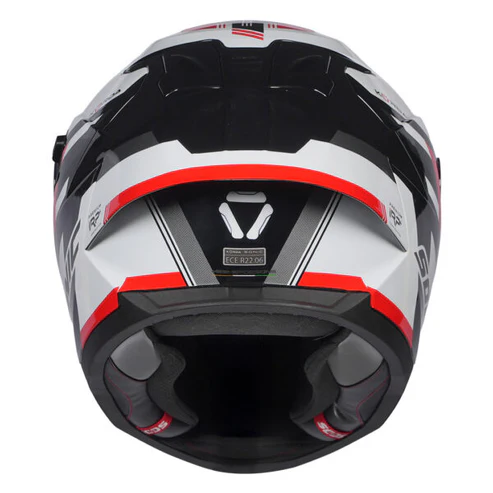 KORDA SONIC GP MOZE GLOSS WHITE RED WP HELMET (Dual visor)