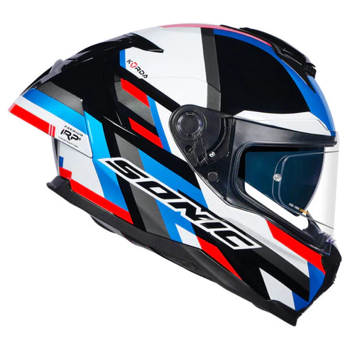 KORDA SONIC GP MOZE GLOSS BLUE RED WP HELMET (Dual visor)