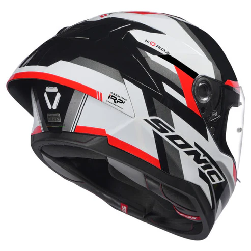 KORDA SONIC GP MOZE GLOSS WHITE RED WP HELMET (Dual visor)