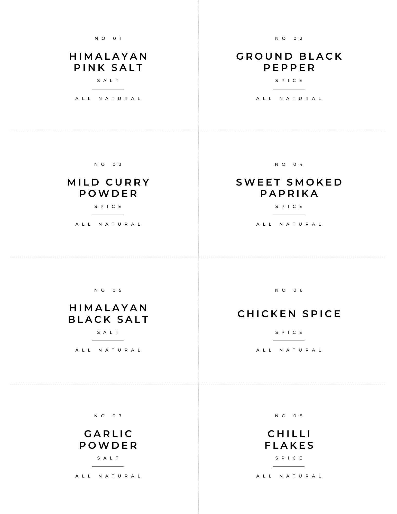 Spice jar labels pack of 20