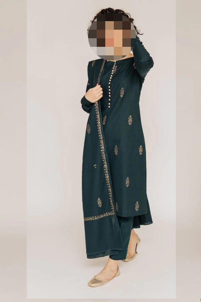 3 PCS Embroided Dhanak