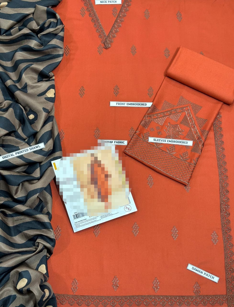 3 PCS Embroided Dhanak