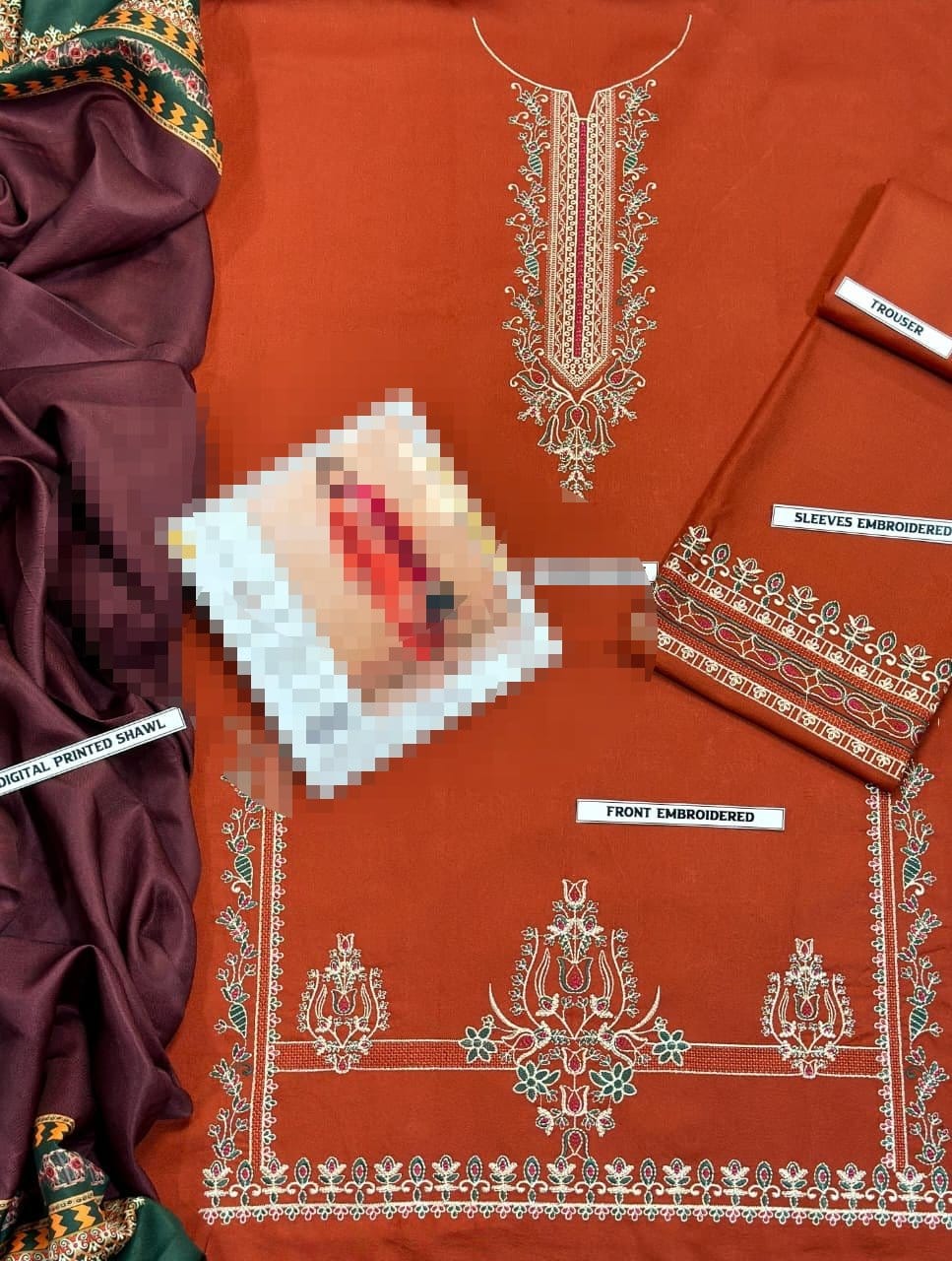 3 PCS Embroided Dhanak