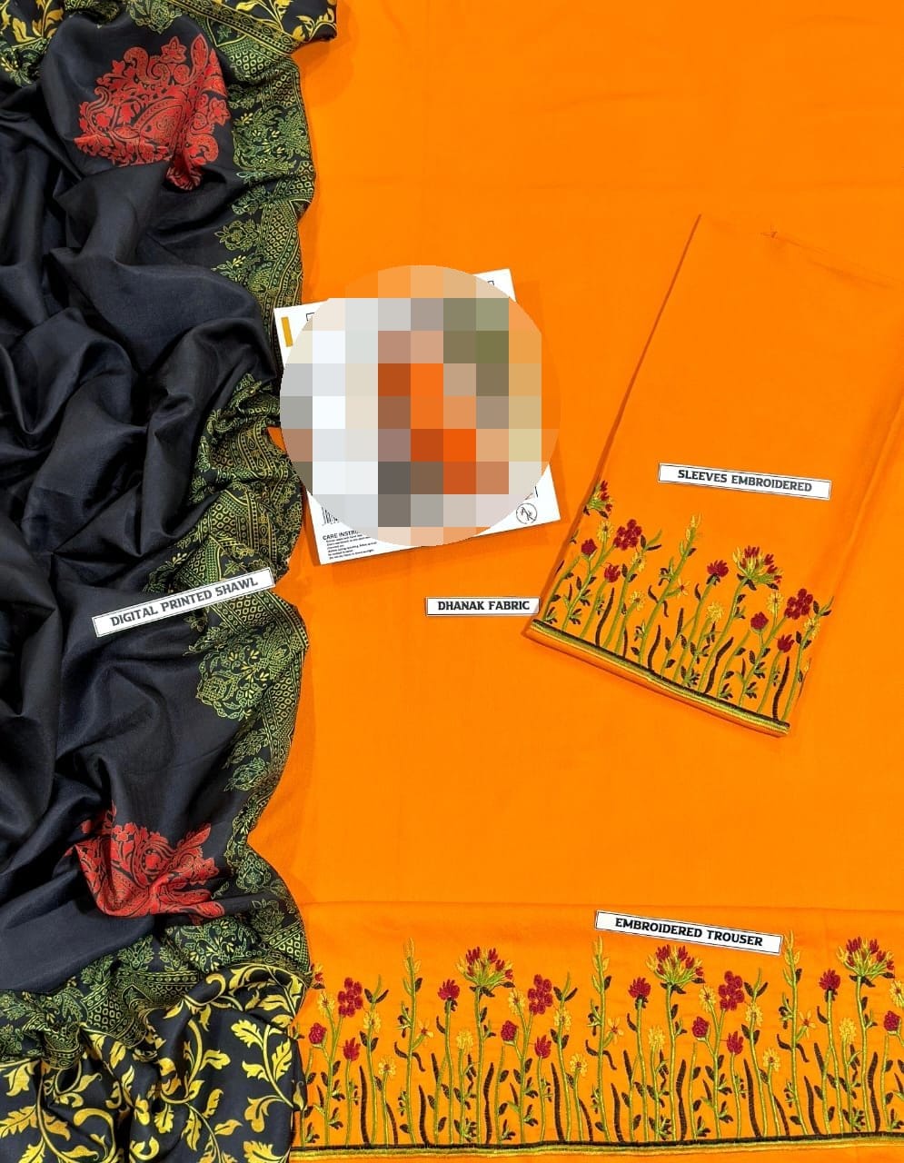 3 PCS Embroided Dhanak