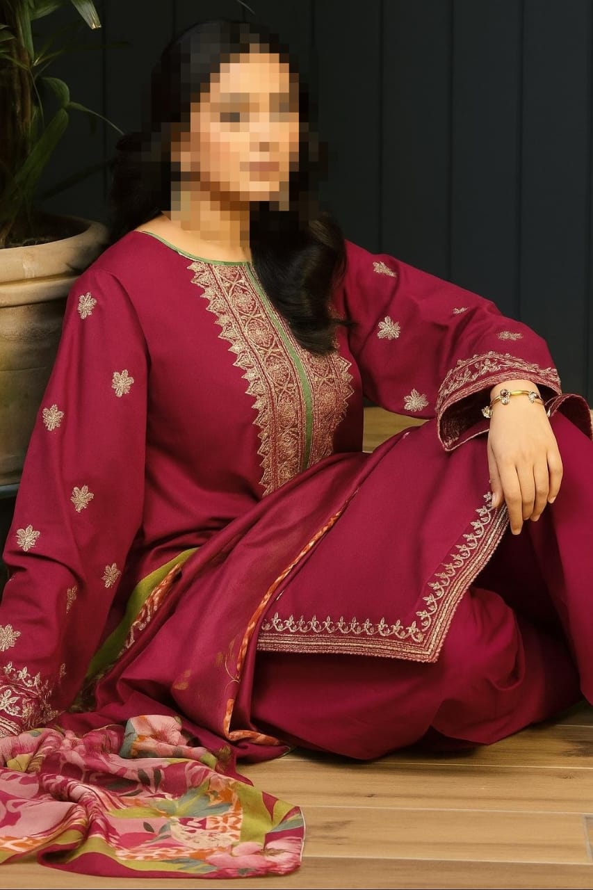 3 PCS Embroided Dhanak