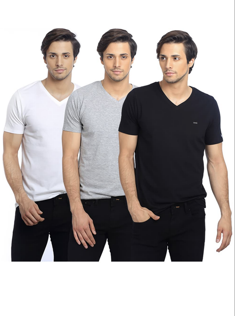 Value Pack Of 3 Muscle Fit V-Neck T-Shirts