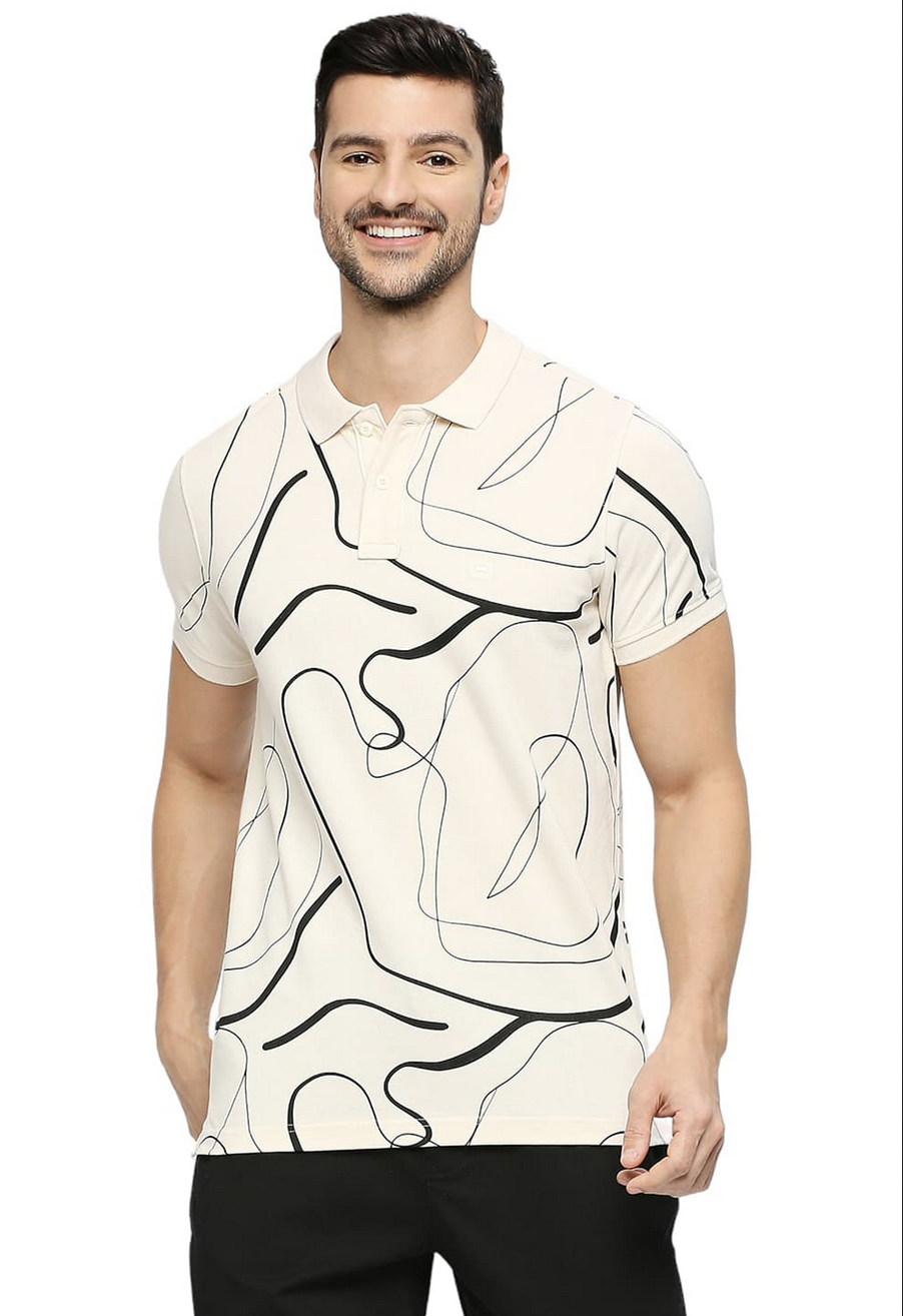 Men's Abstract Print Polo T-Shirt