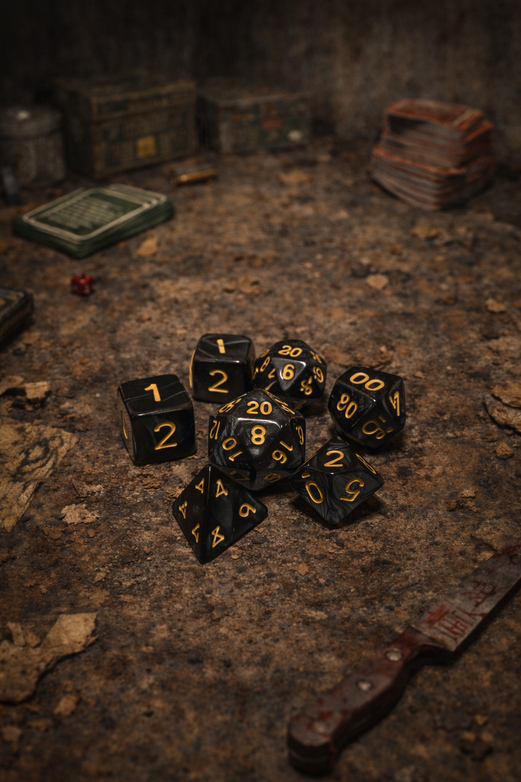 Set de dados de de rol Negros con dorado