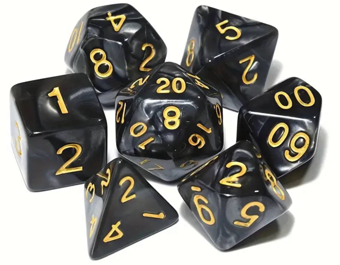 Set de dados de de rol Negros con dorado