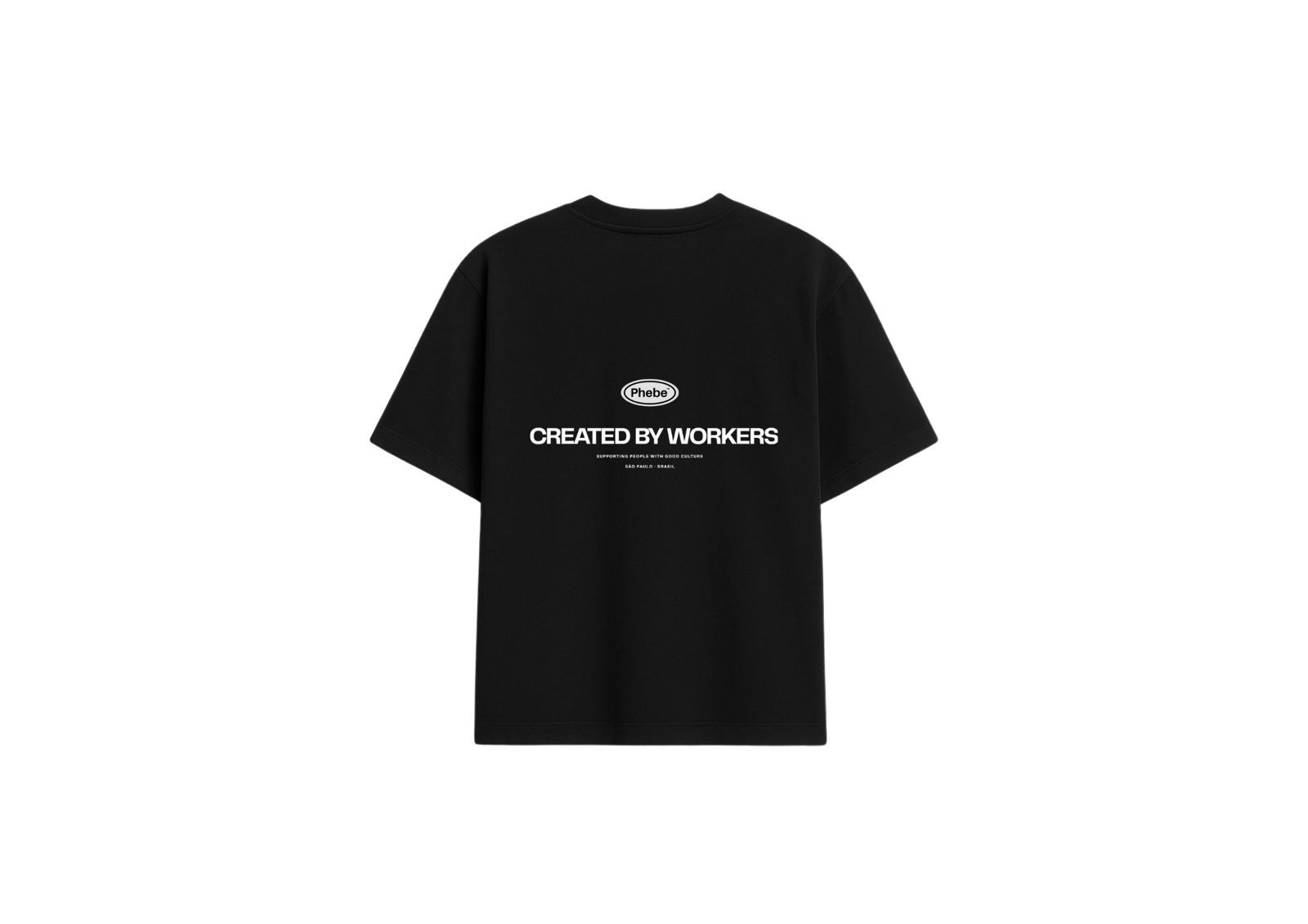 Camiseta Preta 'Created By Workers'