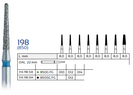 Diamond Dental Bur 198 (850)