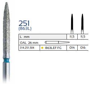 Diamond Dental Bur 251 (863L)