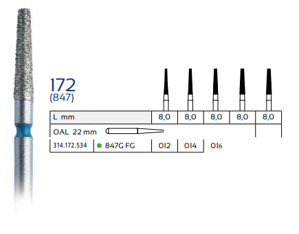 Diamond Dental Bur 172 (847)