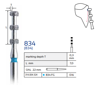 Dental depth marker bur 834 FG