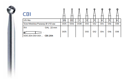 Carbide Dental Bur CB1