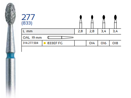 Diamond Dental Bur 277 (833)