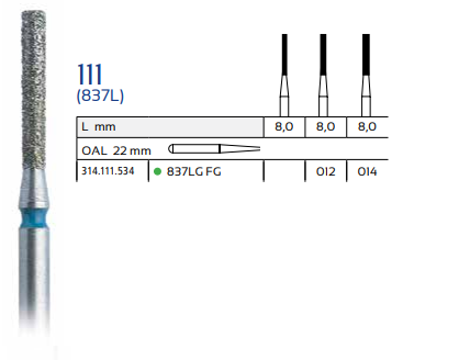Dental Diamond Bur 837LG FG
