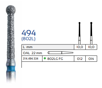Diamond Dental Bur 802LG FG