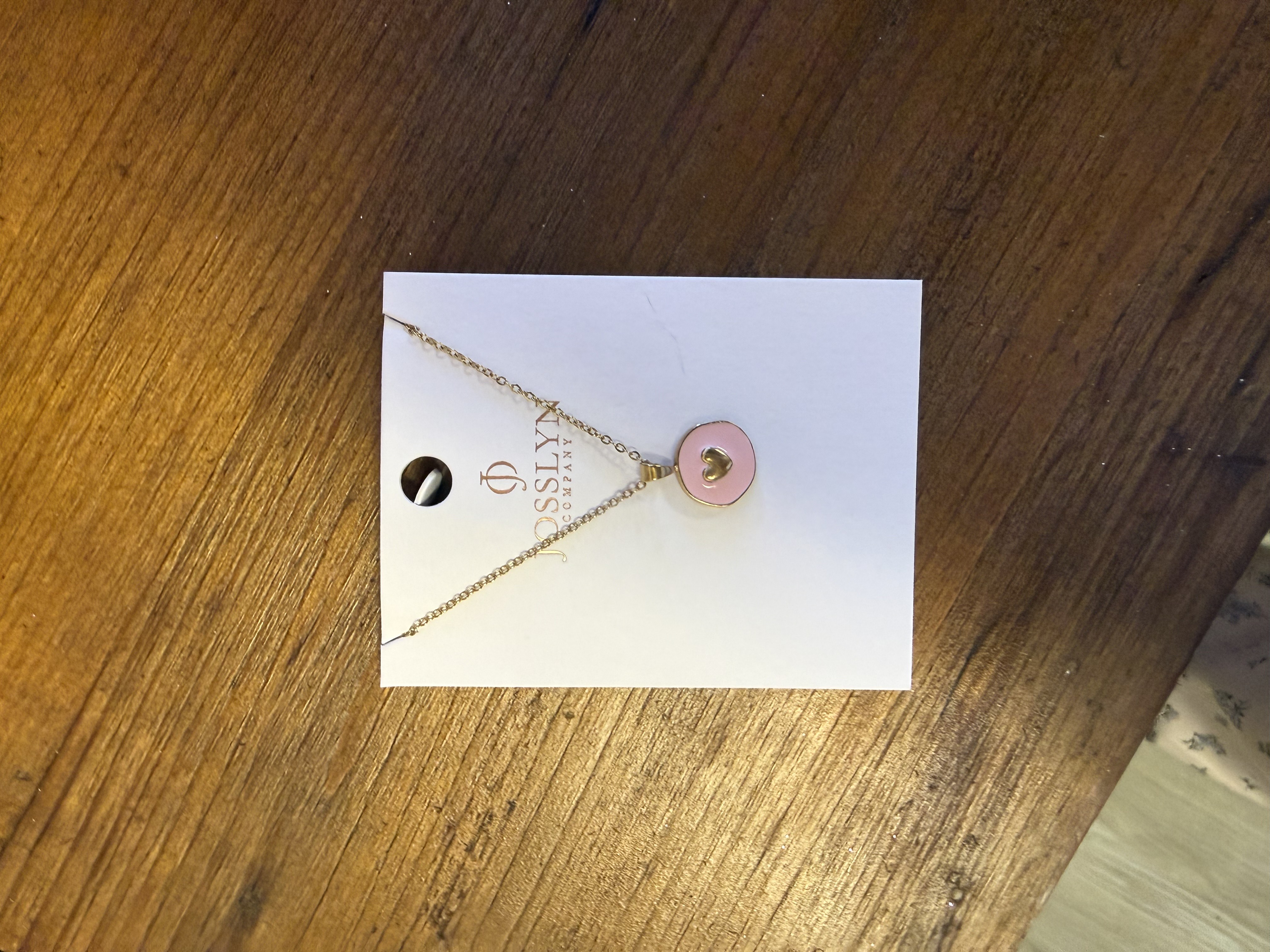 Non-Tarnish Pink Heart Gold Chained Necklace  