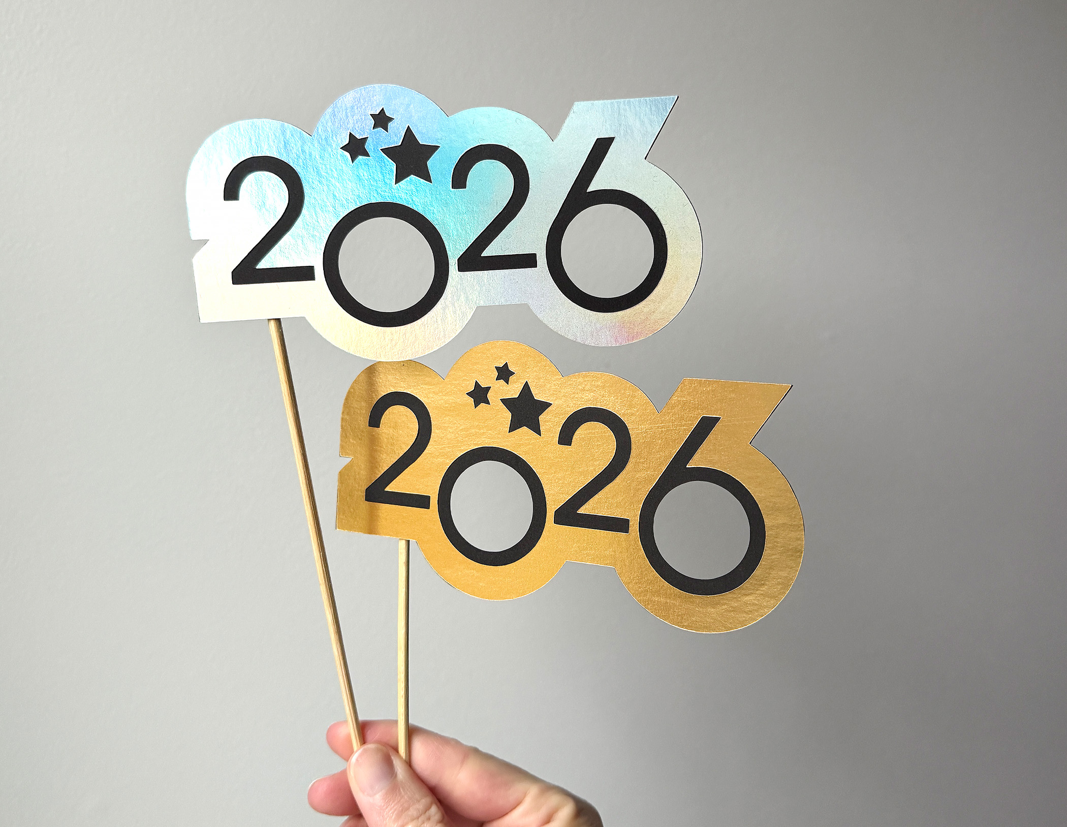 2026 NYE Glasses SVG Template for Cricut, DIY Photo Prop
