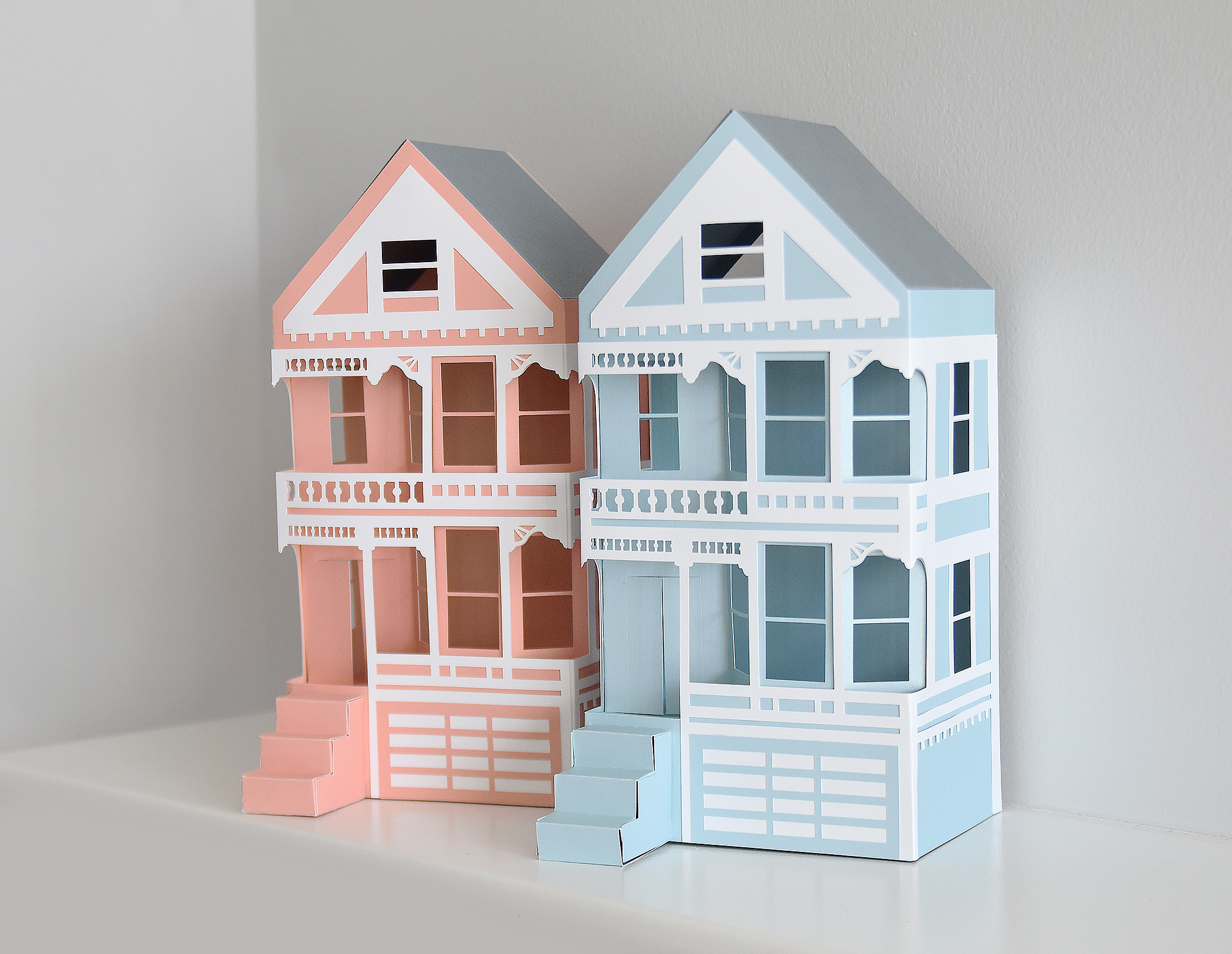 Painted Ladies House SVG Template | Victorian Paper Craft, Christmas Village