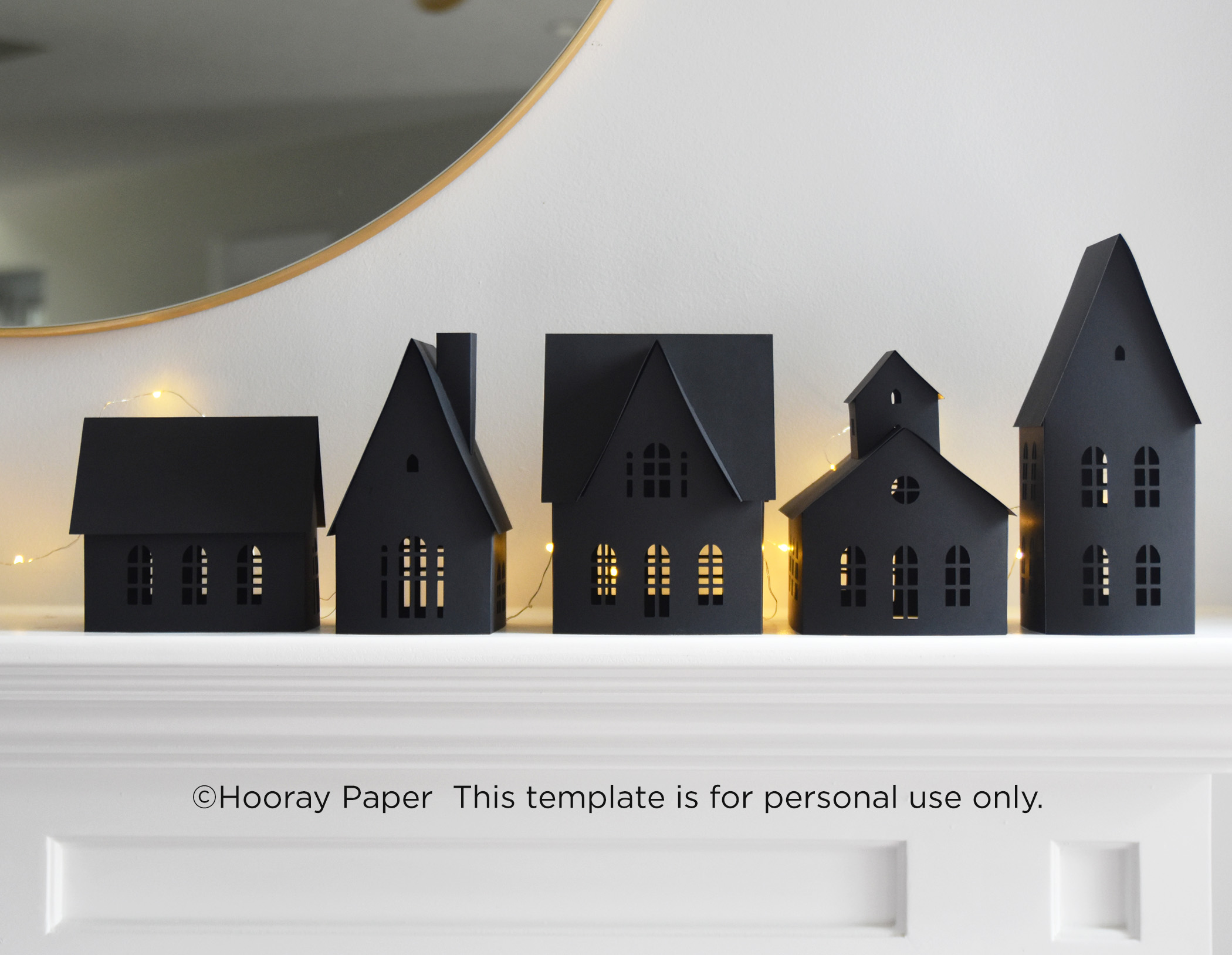 Christmas Village SVG Cut Files for Cricut, DIY Paper House Luminary Templates