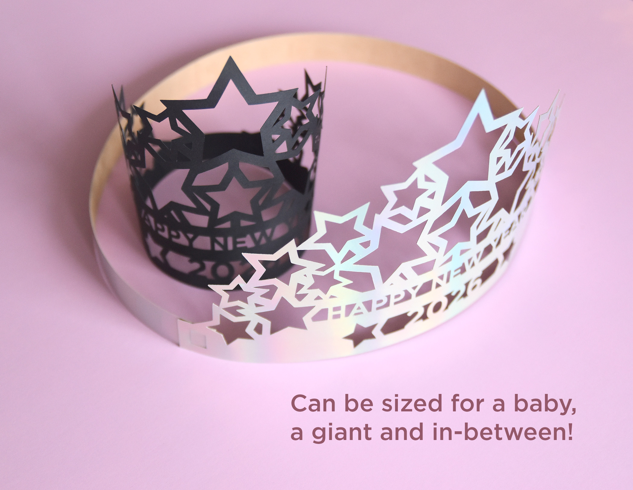 2026 NYE Tiara SVG Template for Cricut, New Years Eve Party Favor