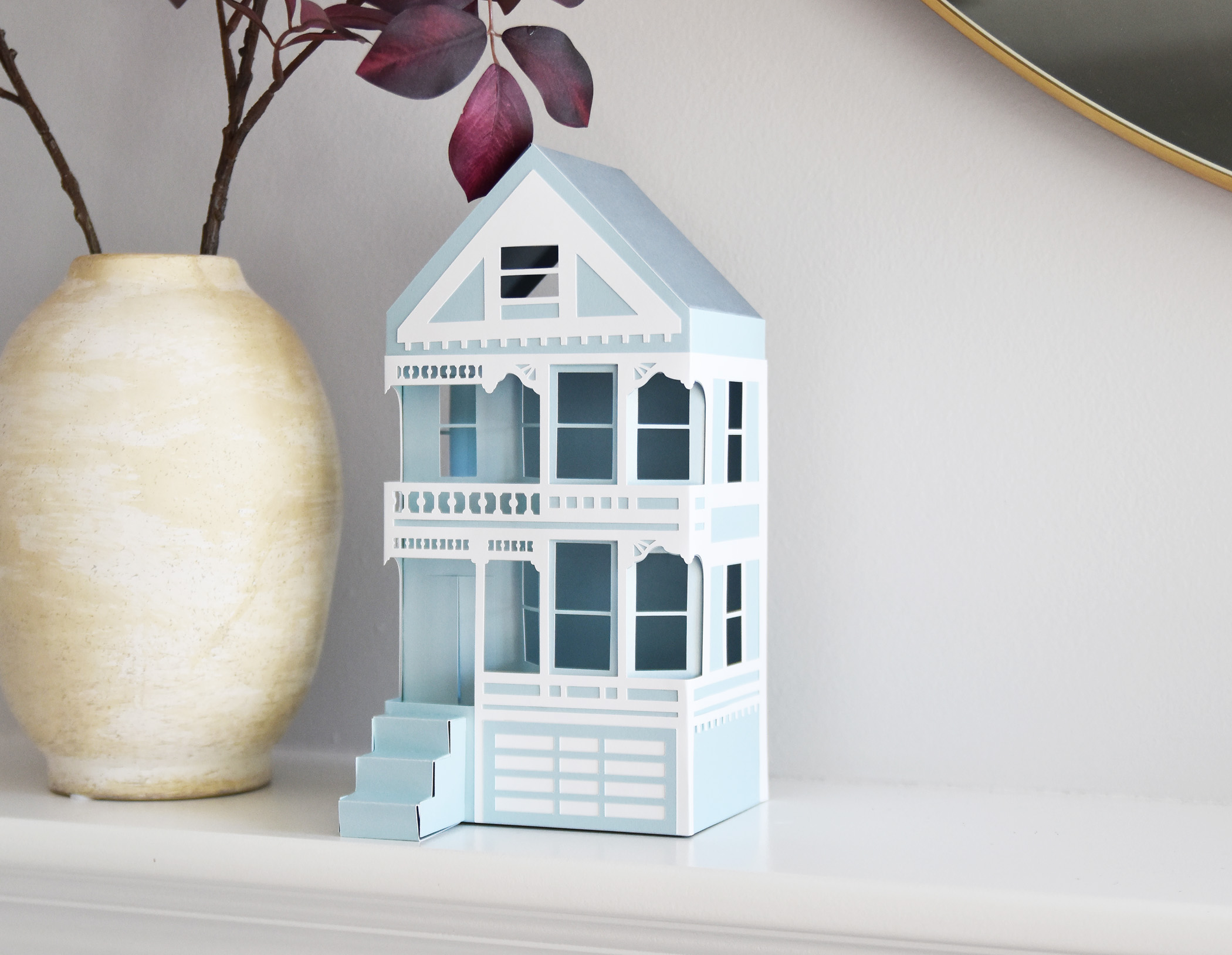 Painted Ladies House SVG Template | Victorian Paper Craft, Christmas Village