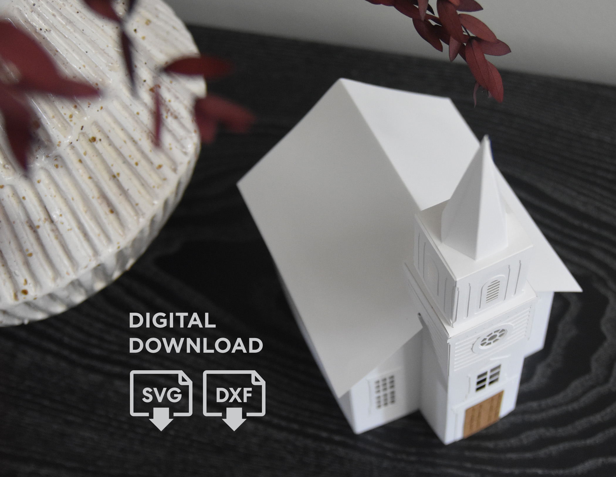 Church SVG Template for Cricut | House Paper Luminary, Christmas Village (Digital Download)