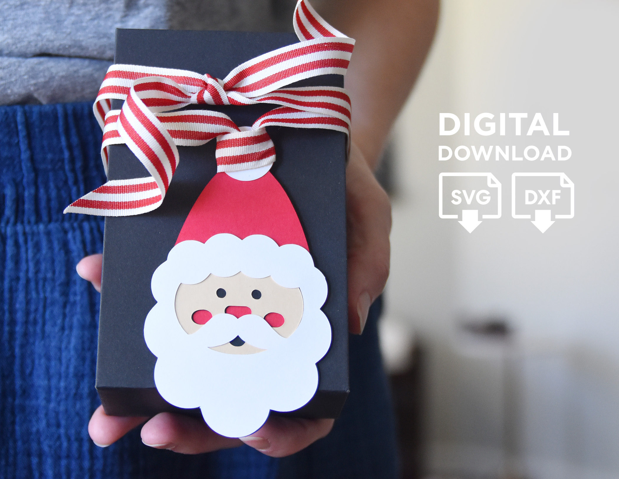 Santa Gift Card Holder SVG Template for Cricut, Silhouette, DIY Christmas Hang Tag