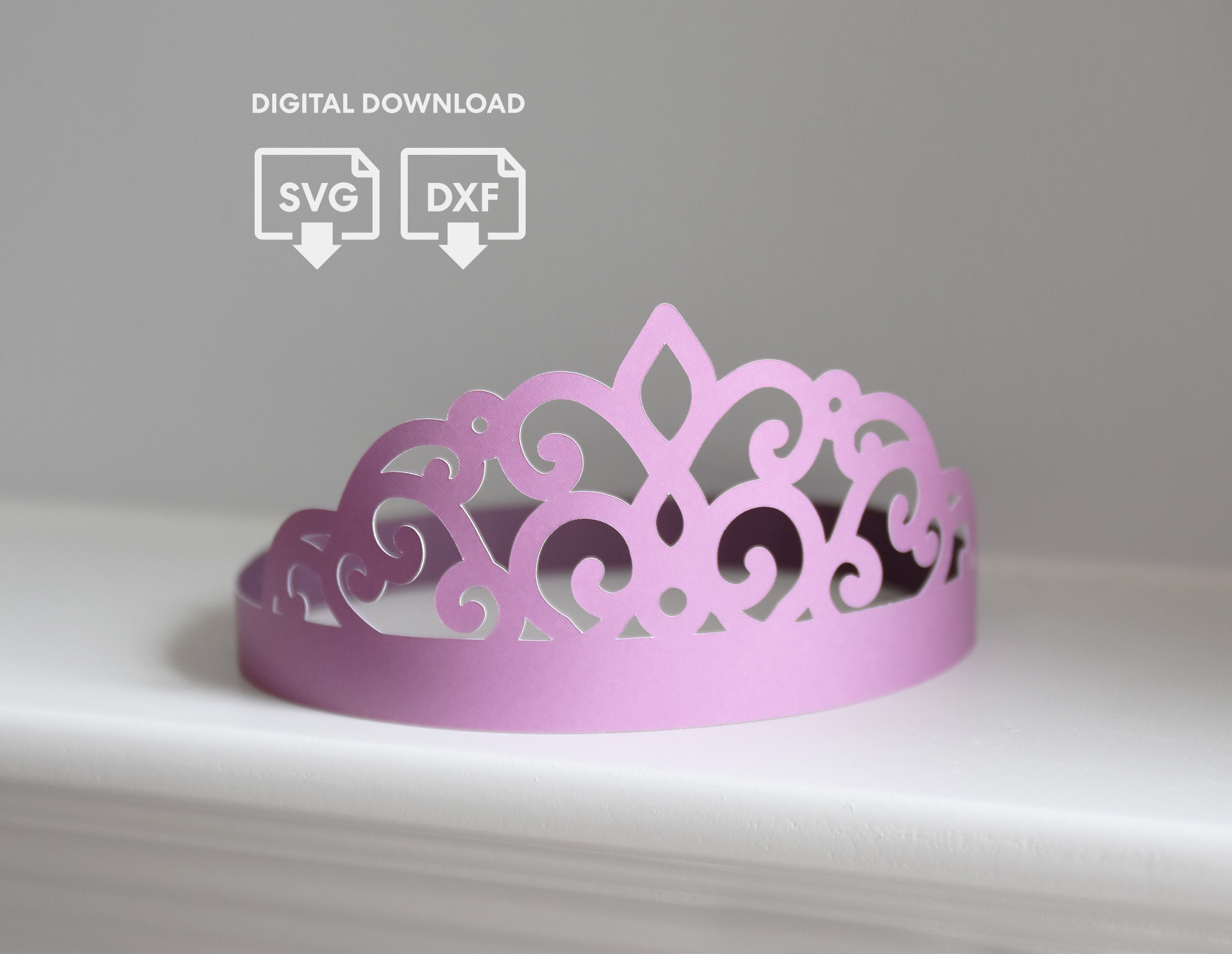 Princess Tiara SVG Template for Cricut, 3D Paper Crown Cutting Files