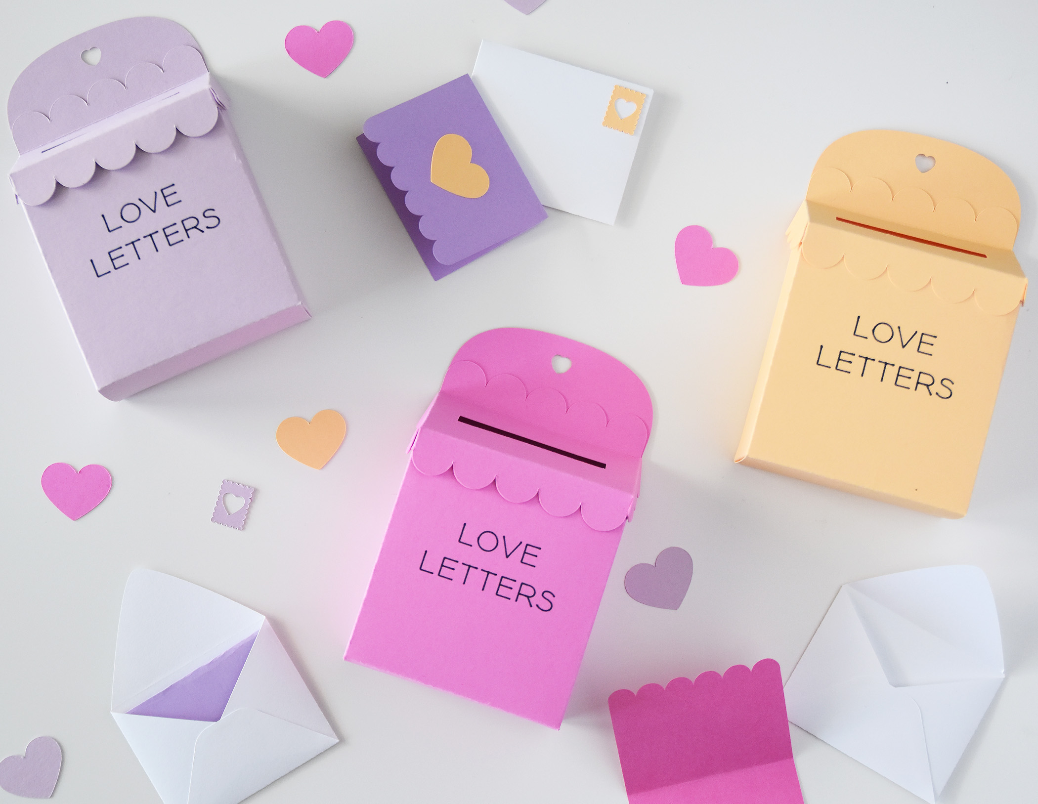 Love Letters Mailbox SVG Template for Cricut, Valentine's Day Mini Stationery Craft for Kids