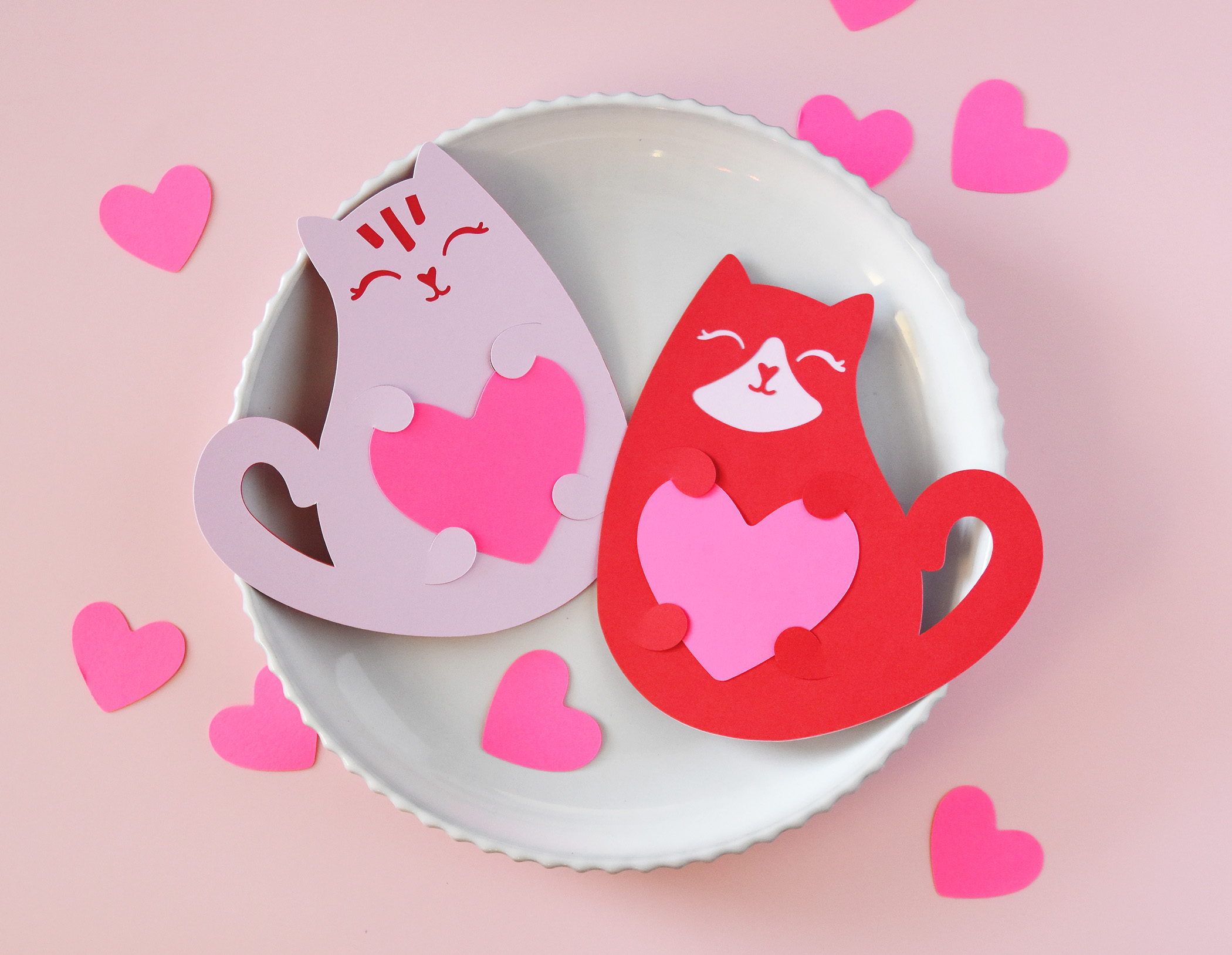 Cat SVG Cutting Files for Cricut, Silhouette | Valentine Gift Tag Template