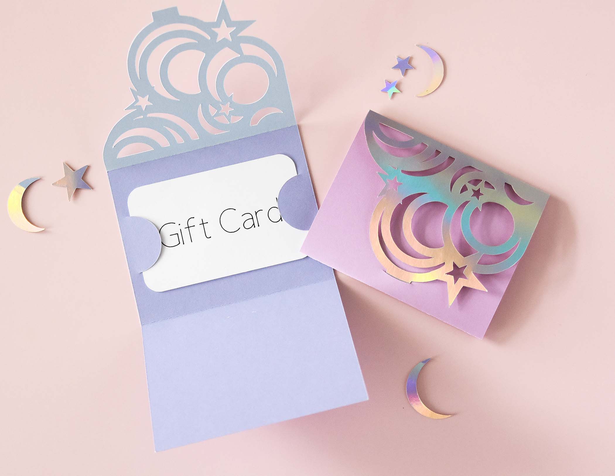 Gift Card Holder SVG Template for Cricut, Moon Star Design